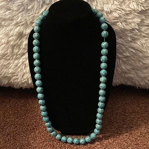 Cyan and white necklace